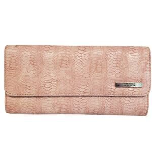 Womens Kenneth Cole Pink Snakeskin Print Wallet Faux Leather